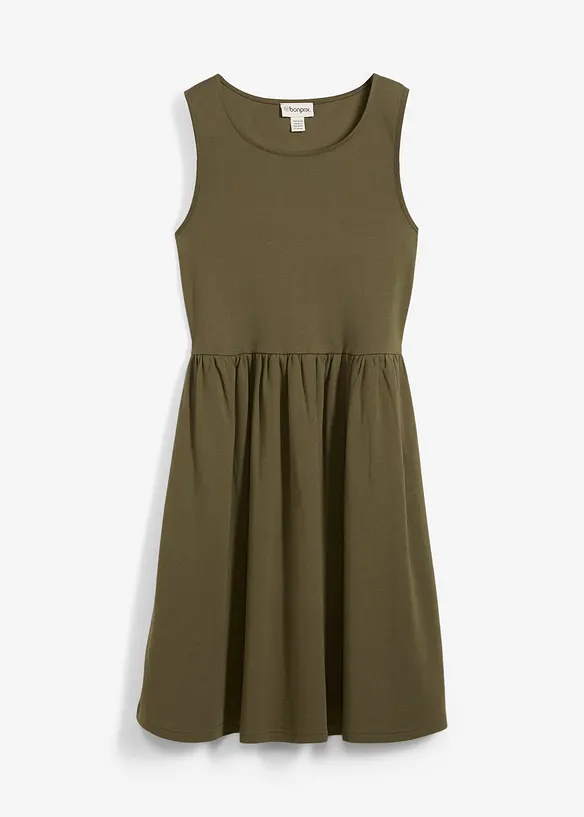 Shirtkleid mit Taschen aus reiner Baumwolle in grün von vorne - bonprix