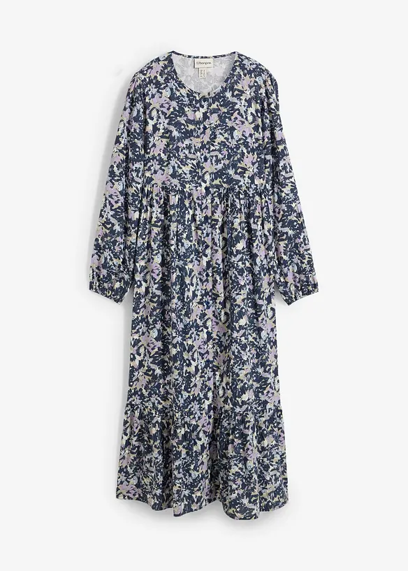 Blusenkleid aus fließender Viskose in blau von vorne - bonprix Blusenkleid aus fließender Viskose in blau von vorne - bonprix