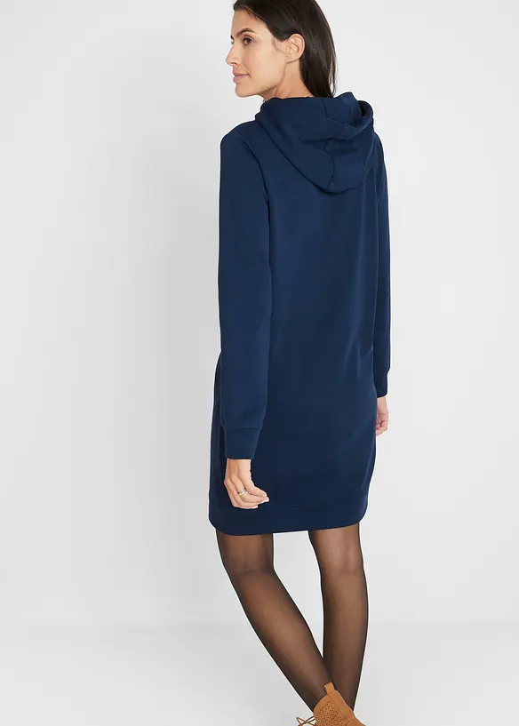 Sweatkleid mit Kapuze in blau von hinten (Totalaufnahme) - bonprix Sweatkleid mit Kapuze in blau von hinten (Totalaufnahme) - bonprix