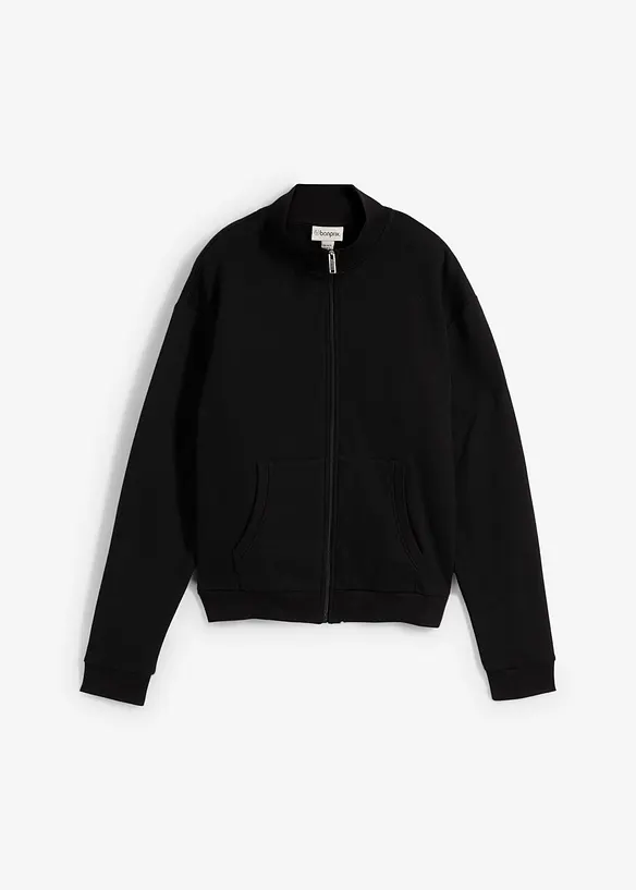Sweatjacke aus reiner Bio-Baumwolle in schwarz von vorne - bonprix Sweatjacke aus reiner Bio-Baumwolle in schwarz von vorne - bonprix