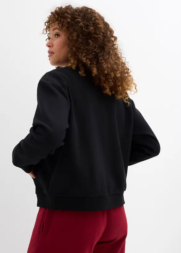 Sweatjacke aus reiner Bio-Baumwolle in schwarz von hinten (im Anschnitt) - bonprix Sweatjacke aus reiner Bio-Baumwolle in schwarz von hinten (im Anschnitt) - bonprix