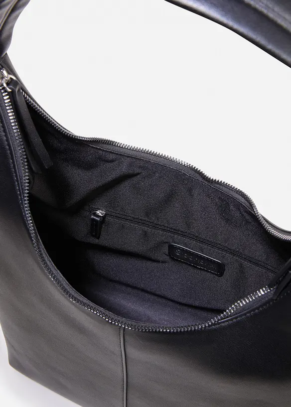 Handtasche in Lederoptik in schwarz geöffnet - bonprix