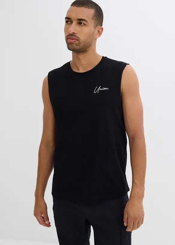 Muskelshirt, Loose Fit (2er Pack) in schwarz von vorne (im Anschnitt) - bonprix