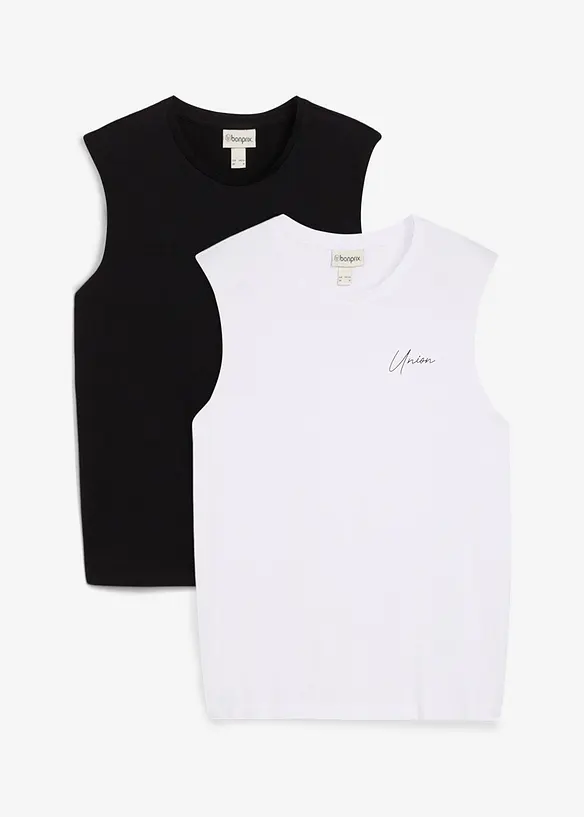 Muskelshirt, Loose Fit (2er Pack) in schwarz von vorne - bonprix