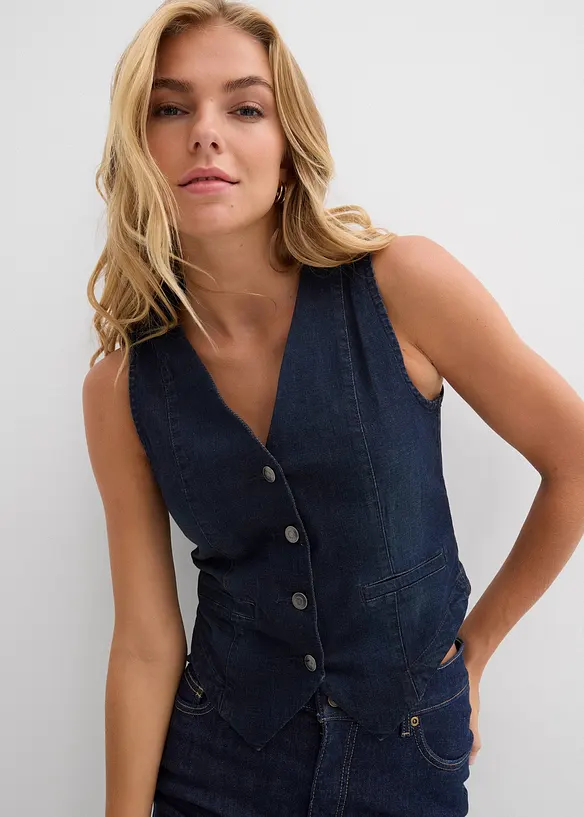 Jeansweste in blau von vorne (im Anschnitt) - bonprix