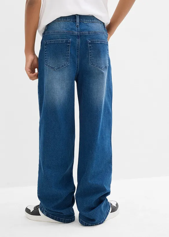 Extra Loose Fit Stretch-Jeans mit verstellbarem Bund, Straight in blau von hinten - bonprix