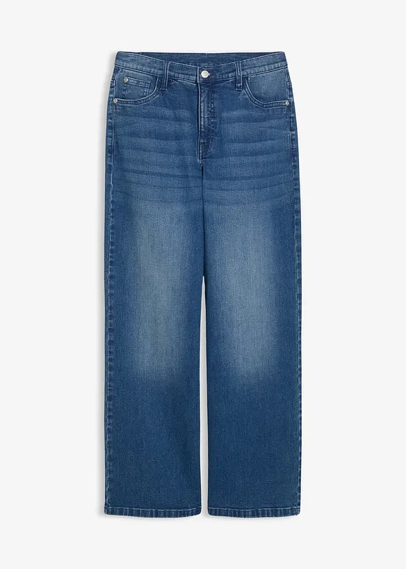 Extra Loose Fit Stretch-Jeans mit verstellbarem Bund, Straight in blau von vorne - bonprix