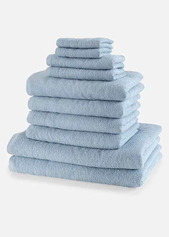 Baumwoll-Handtuch Set (10-tlg. Set) in blau - bonprix