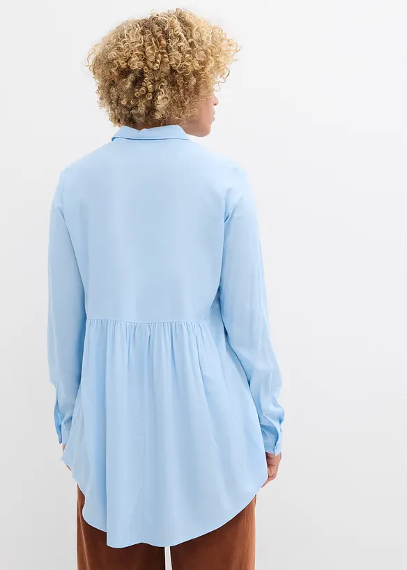 Longbluse aus Viskose in blau von hinten (im Anschnitt) - bonprix