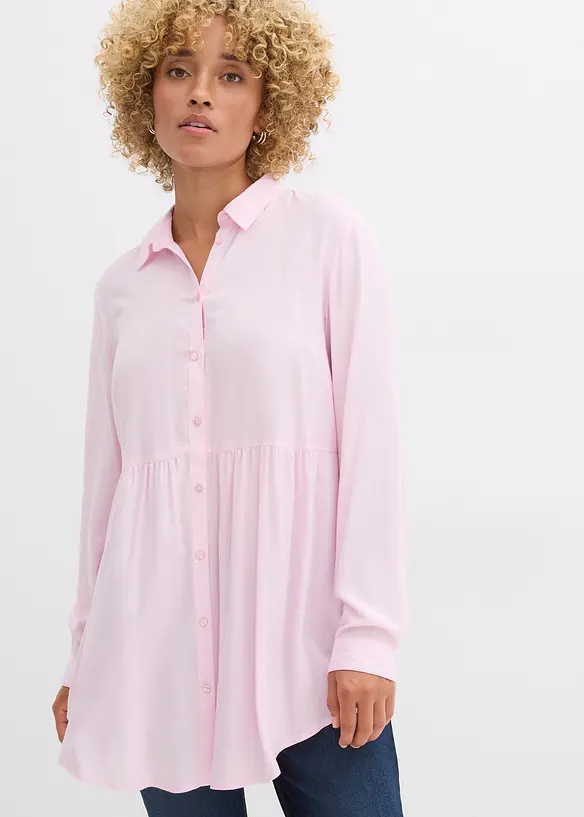 Longbluse aus Viskose in rosa von vorne (im Anschnitt) - bonprix