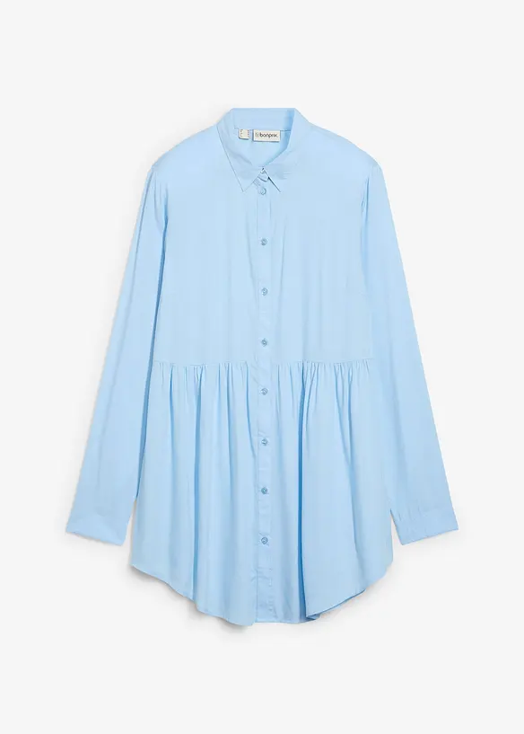 Longbluse aus Viskose in blau von vorne - bonprix