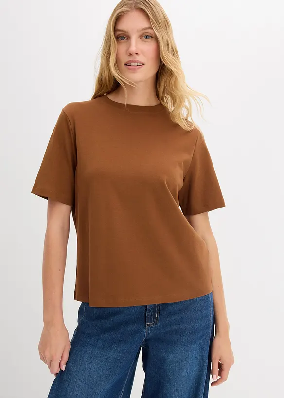 T-Shirt aus reiner schwerer Bio-Baumwolle in braun von vorne (im Anschnitt) - bonprix T-Shirt aus reiner schwerer Bio-Baumwolle in braun von vorne (im Anschnitt) - bonprix