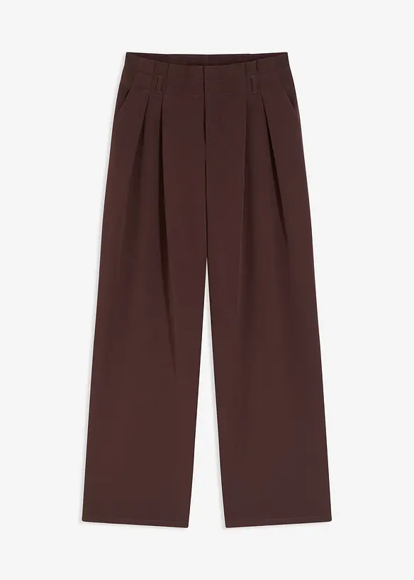 Bundfaltenhose mit Bequembund in braun von vorne - bonprix
