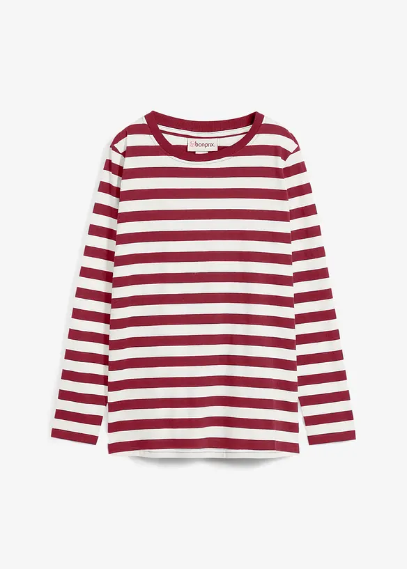Streifenshirt aus reiner Bio-Baumwolle in rot von vorne - bonprix