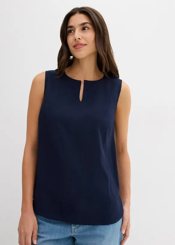 Blusentop aus weicher Viskose in blau von vorne (im Anschnitt) - bonprix Blusentop aus weicher Viskose in blau von vorne (im Anschnitt) - bonprix