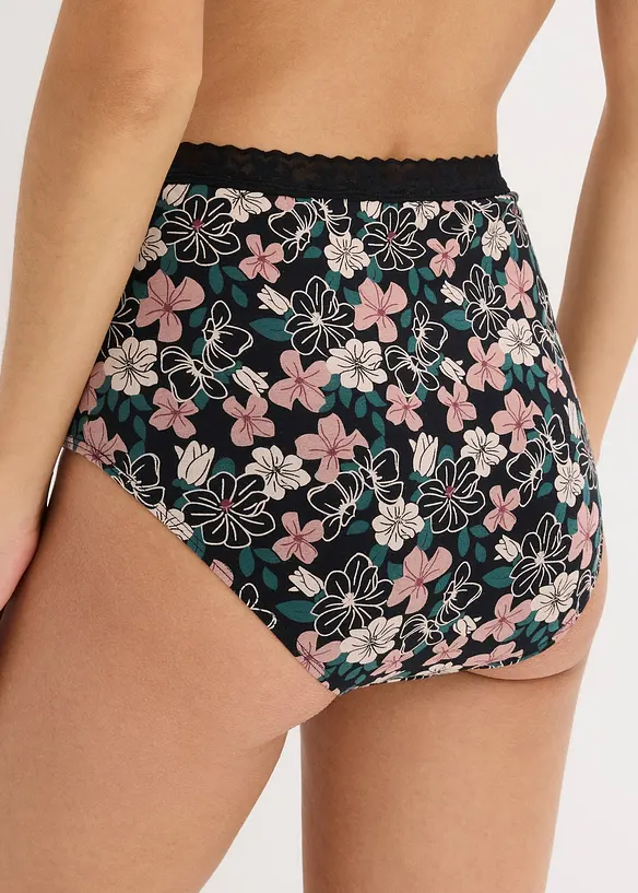 Highwaist Slip mit Bio-Baumwolle (4er Pack) in schwarz von hinten - bonprix