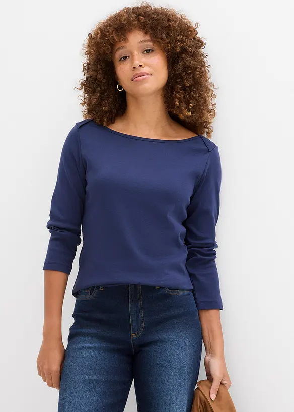 Shirt aus reiner Bio-Baumwolle in blau von vorne (im Anschnitt) - bonprix Shirt aus reiner Bio-Baumwolle in blau von vorne (im Anschnitt) - bonprix