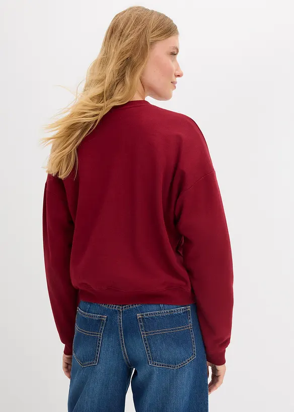 Kurzes Sweatshirt aus reiner Bio-Baumwolle in rot von hinten (im Anschnitt) - bonprix Kurzes Sweatshirt aus reiner Bio-Baumwolle in rot von hinten (im Anschnitt) - bonprix