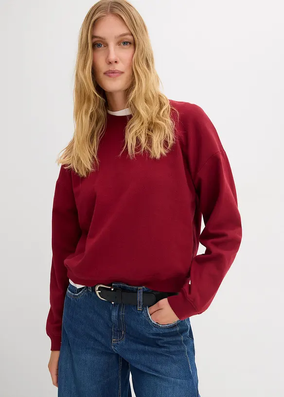 Kurzes Sweatshirt aus reiner Bio-Baumwolle in rot von vorne (im Anschnitt) - bonprix Kurzes Sweatshirt aus reiner Bio-Baumwolle in rot von vorne (im Anschnitt) - bonprix