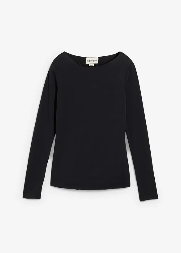 Leichtes Langarmshirt in schwarz von vorne - bonprix