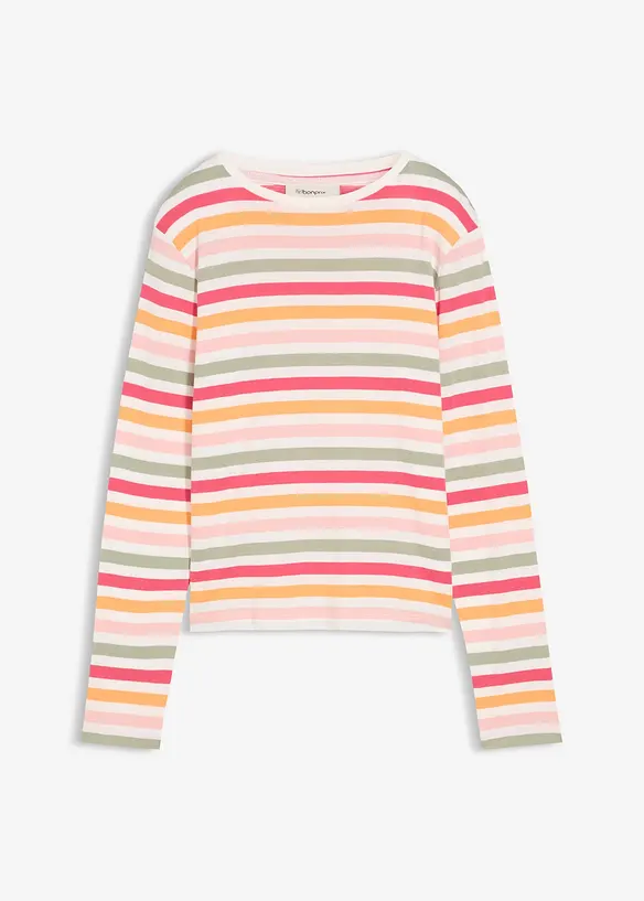 Langarmshirt aus reiner Baumwolle in pink von vorne - bonprix Langarmshirt aus reiner Baumwolle in pink von vorne - bonprix