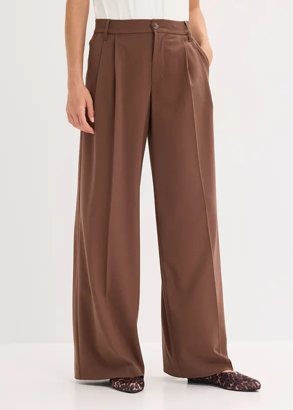 Bundfaltenhose aus fließendem Viskose-Mix in braun von vorne - bonprix Bundfaltenhose aus fließendem Viskose-Mix in braun von vorne - bonprix