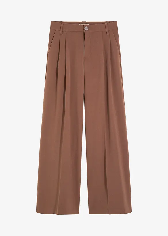 Bundfaltenhose aus fließendem Viskose-Mix in braun von vorne - bonprix Bundfaltenhose aus fließendem Viskose-Mix in braun von vorne - bonprix