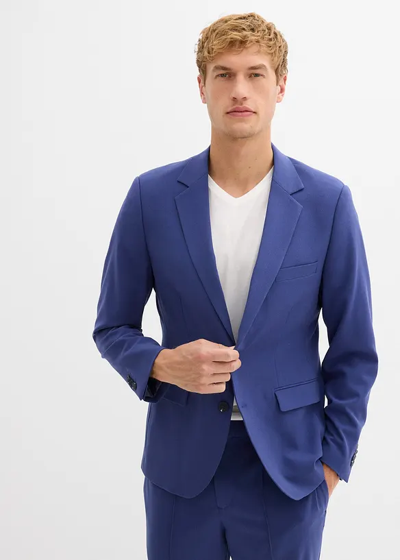 Stretch-Anzugsakko, Regular Fit in blau von vorne (im Anschnitt) - bonprix