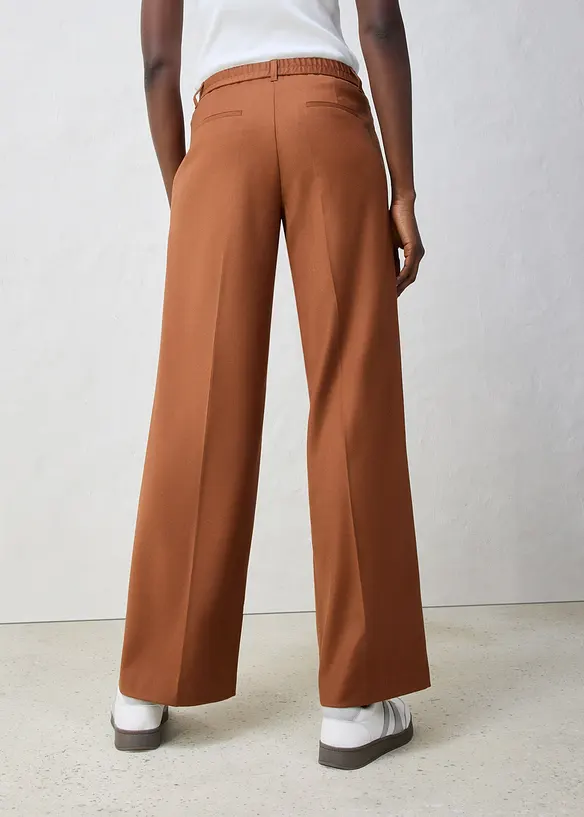Wollhose mit Bundfalten in braun von hinten - bonprix Wollhose mit Bundfalten in braun von hinten - bonprix