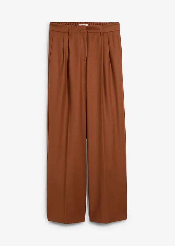 Wollhose mit Bundfalten in braun von vorne - bonprix Wollhose mit Bundfalten in braun von vorne - bonprix