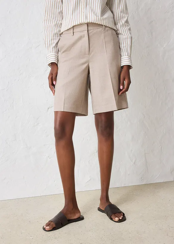Shorts mit Wollanteil in beige von vorne - bonprix
