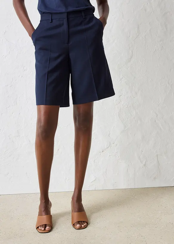Shorts mit Wollanteil in blau von vorne - bonprix