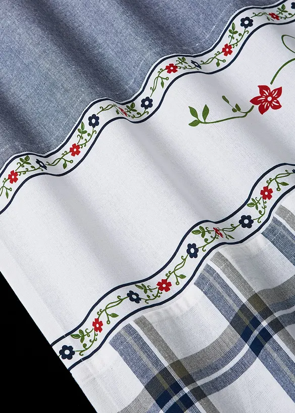 Vorhang aus Bio-Baumwolle mit Raffhalter (1er Pack) in blau (Detailaufnahme) - bonprix