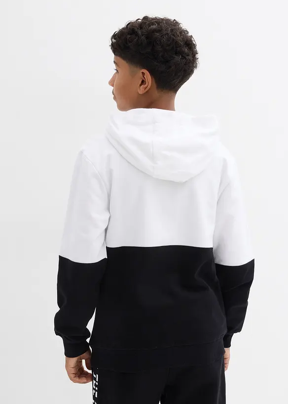 Hoodie aus reiner Bio-Baumwolle in weiß von hinten (im Anschnitt) - bonprix