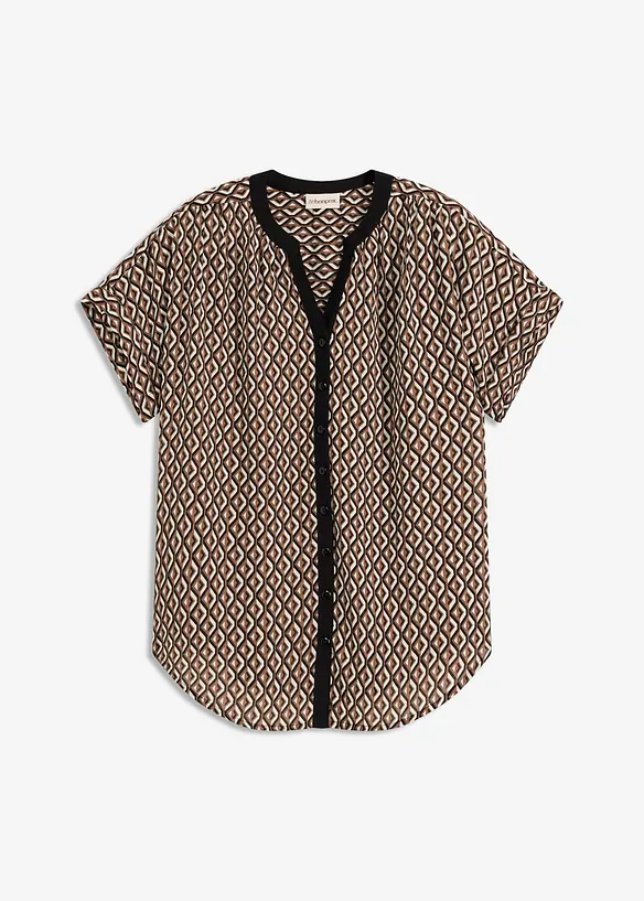 Oversize-Bluse aus fließendem Chiffon in braun von vorne - bonprix