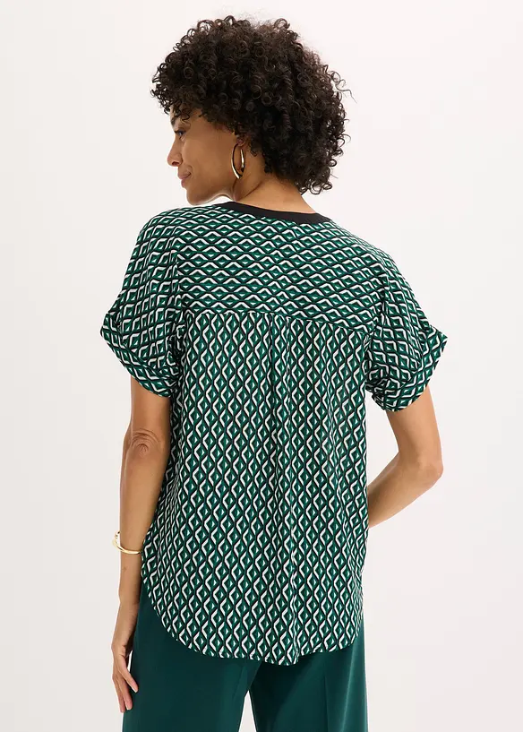 Oversize-Bluse aus fließendem Chiffon in grün von hinten (im Anschnitt) - bonprix