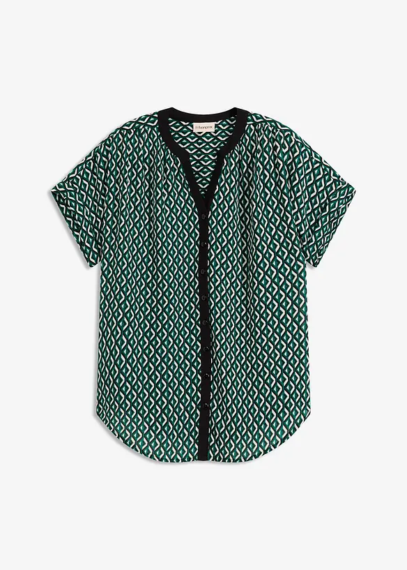 Oversize-Bluse aus fließendem Chiffon in grün von vorne - bonprix