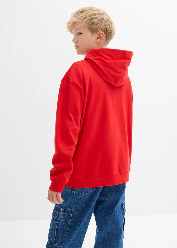 Hoodie aus reiner Baumwolle in rot von hinten (im Anschnitt) - bonprix