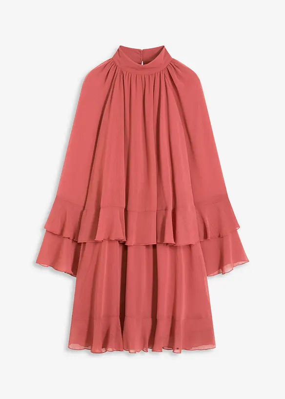 Chiffonkleid mit Volants in rot von vorne - bonprix