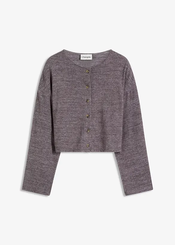 Gerippte Feinstrickjacke in grau von vorne - bonprix