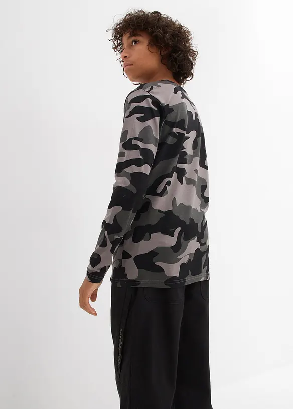 Langarmshirt aus reiner Baumwolle (3er-Pack) in weiß von hinten (im Anschnitt) - bonprix