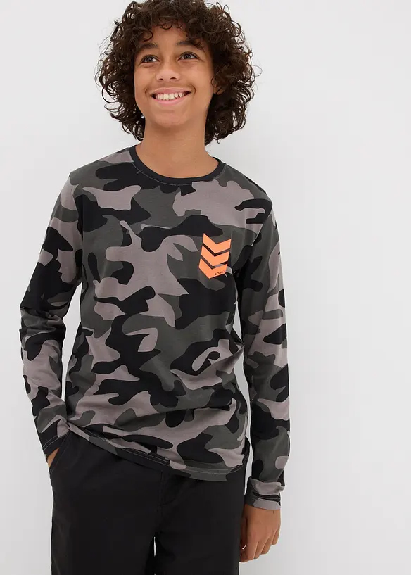 Langarmshirt aus reiner Baumwolle (3er-Pack) in weiß von vorne (im Anschnitt) - bonprix