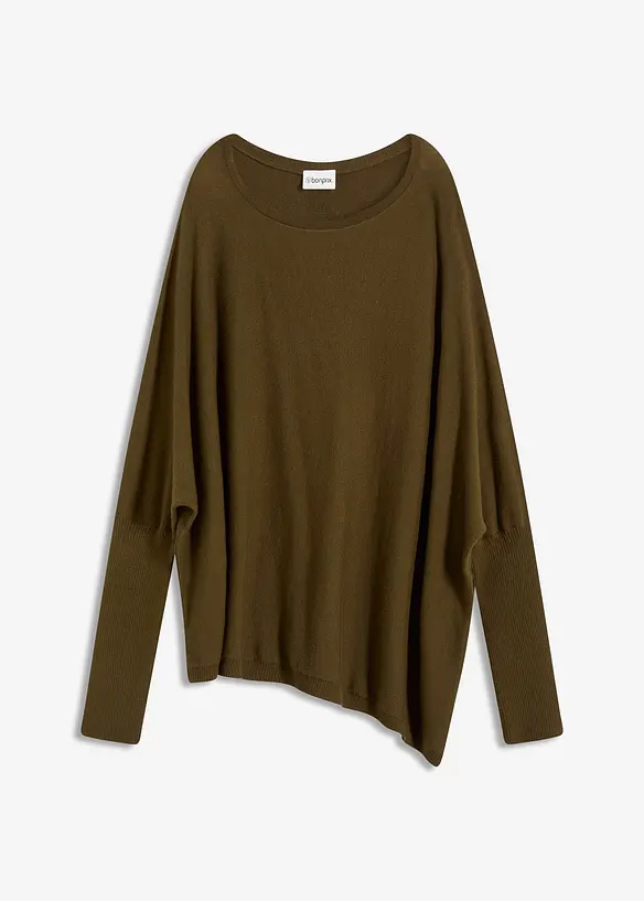 Feinstrickpullover aus feinem Viskose-Mix in grün von vorne - bonprix
