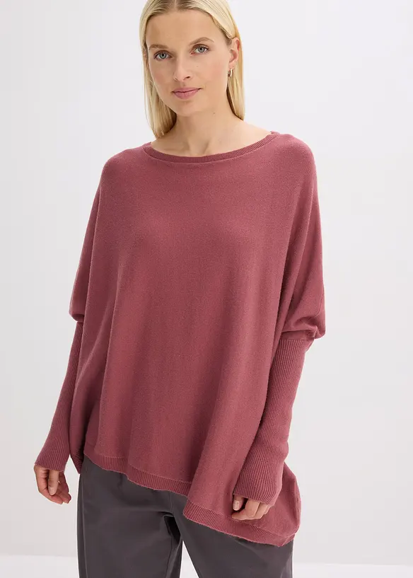 Feinstrickpullover aus feinem Viskose-Mix in lila von vorne (im Anschnitt) - bonprix