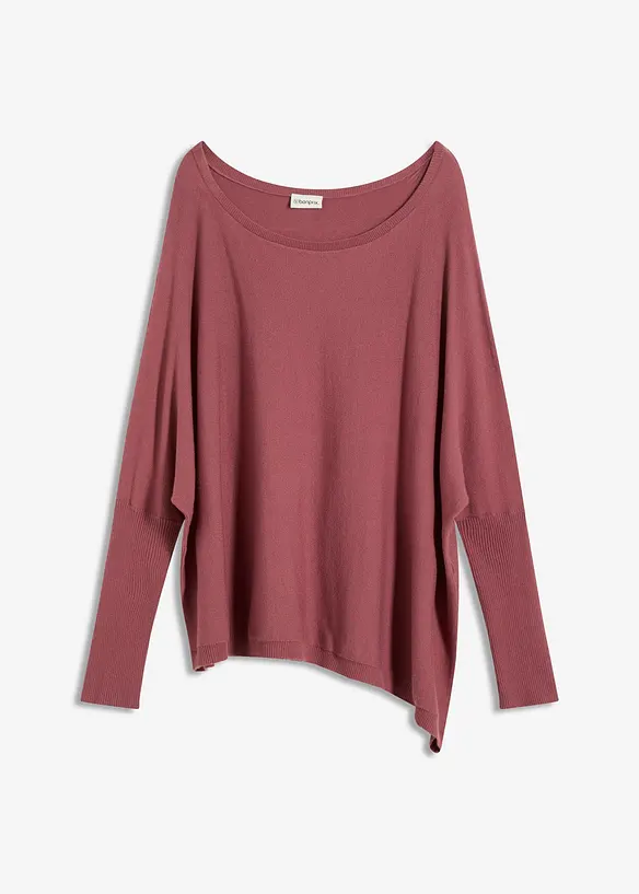 Feinstrickpullover aus feinem Viskose-Mix in lila von vorne - bonprix
