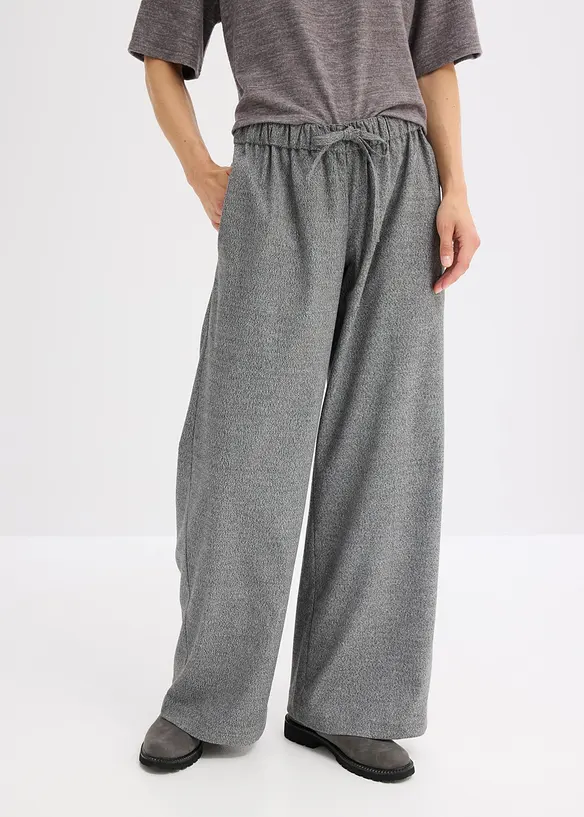 Palazzo-Hose in Wolloptik aus Viskose-Mix in grau von vorne - bonprix Palazzo-Hose in Wolloptik aus Viskose-Mix in grau von vorne - bonprix