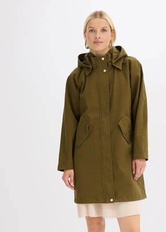 Wasserabweisender Parka in grün von vorne (im Anschnitt) - bonprix