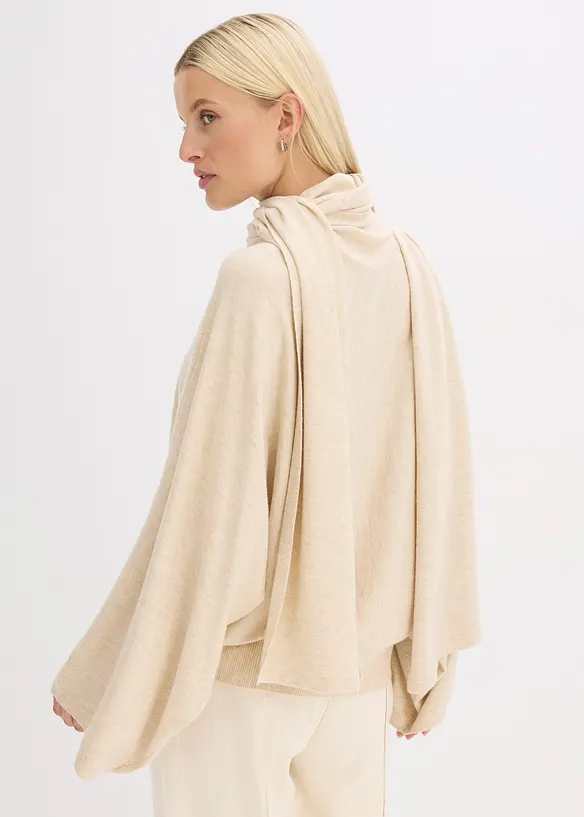 Feinstrickpullover aus softem Viskose-Mix in beige von hinten (im Anschnitt) - bonprix