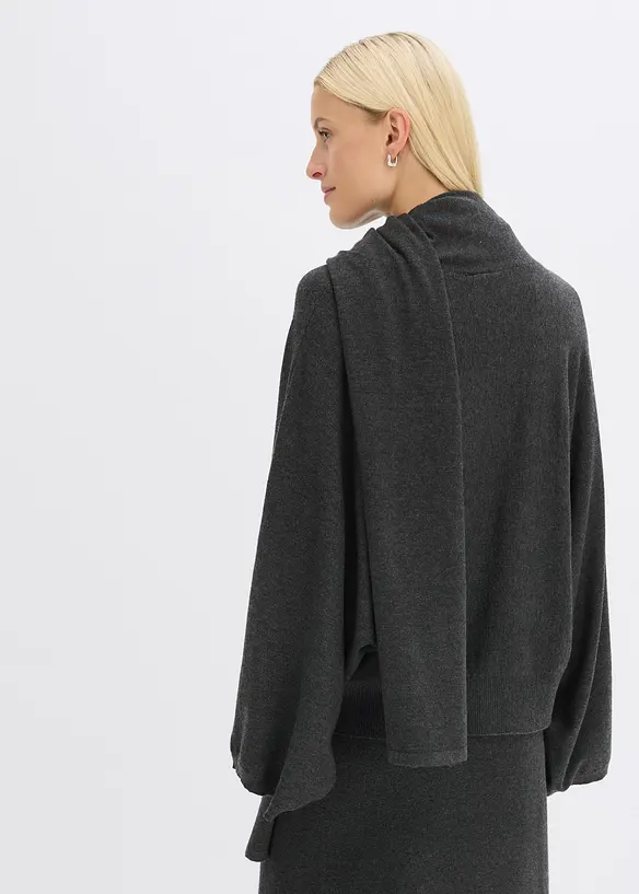 Feinstrickpullover aus softem Viskose-Mix in grau von hinten (im Anschnitt) - bonprix