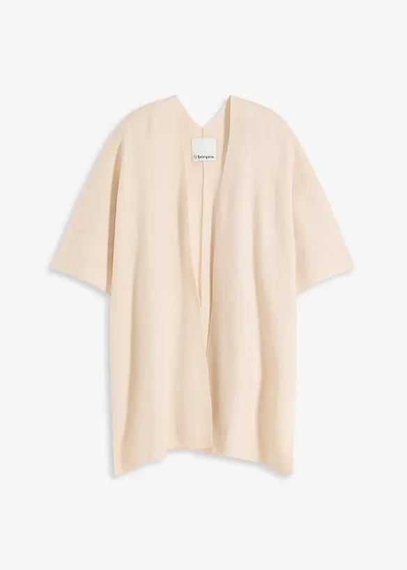 Oversize Strick-Cape in beige von vorne - bonprix
